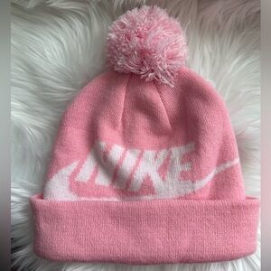 EUC Nike Pink Beanie with Pom-Pom